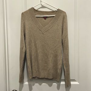 Merona Tan V Neck Sweater Women’s Size XXL